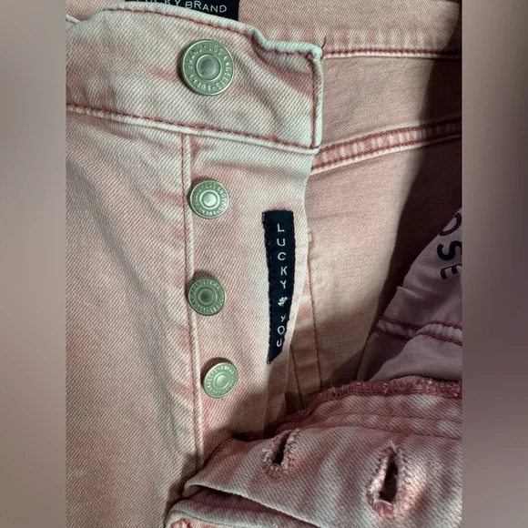 Lucky Brand 90’s Loose High Rise Crop Pink Acid Washed Denim Jeans Size 8/29 - Picture 7 of 11